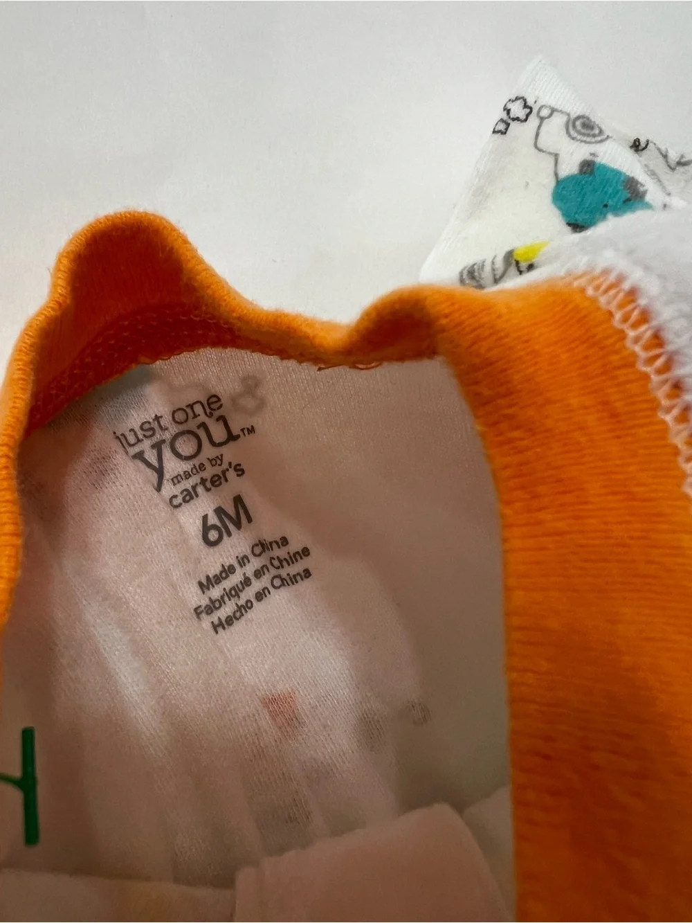 Carter's White One-Piece Footie with Orange Trim and Yellow Giraffe